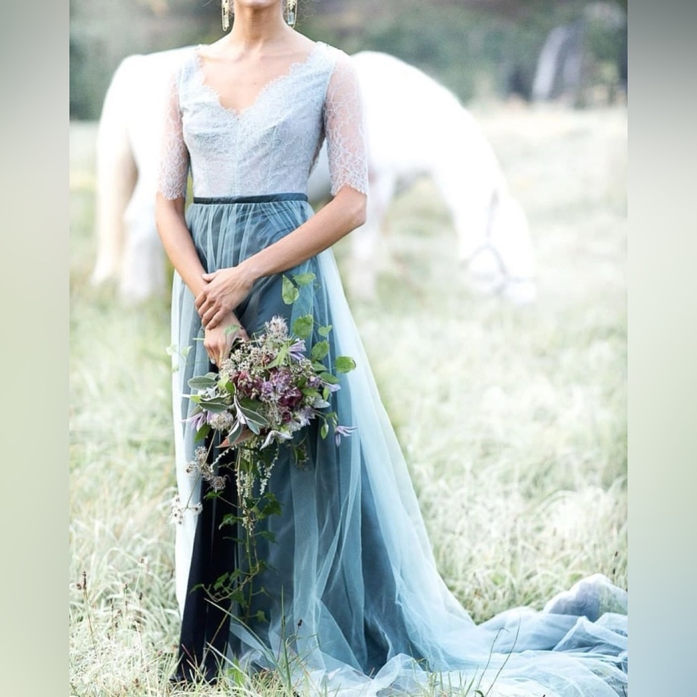 Sage Tulle Demeter Gown- The Lace Atelier